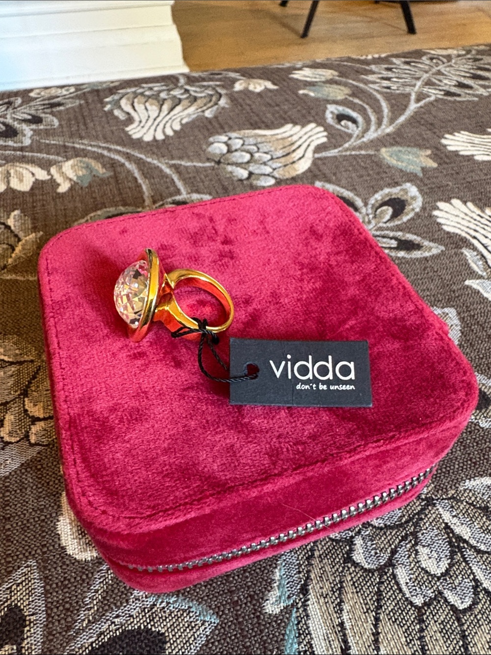 Vidda gold plated clear crystal cocktail ring, GORGEOUS!
